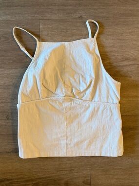 Free People Cream Square Neck Cropped Tank